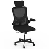 Image de Fauteuil de bureau JAMES ergonomique en toile respirante et appui-tête avec roulettes noir