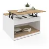Image de Table basse plateau relevable carrée ELEA avec coffre bois blanc et façon hêtre