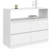 Image de Commode 4 tiroirs TOMI 100 cm avec niche bois blanc