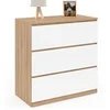 Image de Commode 3 tiroirs TOMI 78 cm façon hêtre et blanc