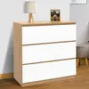 Image de Commode bois façon hêtre et blanc 3 tiroirs 78 cm