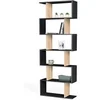 Image de Etagère bibliothèque SOFIA forme S bois façon hêtre et noir 189 cm