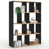 Image de Etagère bibliothèque JENA 4 niveaux noir et effet bois 143 cm