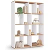 Image de Etagère bibliothèque JENA 4 niveaux blanc et effet bois 143 cm