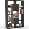 Image de Etagère bibliothèque COLETTE avec 11 compartiments et 2 cases noir et effet bois 143 cm