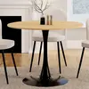 Image de Table à manger ronde 100 cm bois et noir 4 personnes pied tulipe
