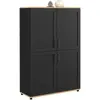 Image de Buffet haut noir et bois avec 4 portes 125 cm