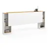 Image de Tête de lit sur pied extensible avec chevets coulissants CATBA pour lit 140 et 160 cm blanc et façon bois