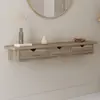 Image de Étagère murale console d'entrée bois façon hêtre 3 tiroirs