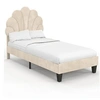 Image de Lit simple coquillage 90 x 190 cm AMANDA avec sommier velours beige