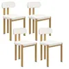Image de Lot de 4 chaises ESMA en métal effet bois et tissu bouclette pour salle à manger