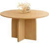 Image de Table à manger fixe ronde 6 personnes bois effet hêtre 110 cm