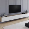 Image de Meuble TV 270 cm suspendu 3 portes bois et blanc