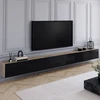 Image de Meuble TV 270 cm suspendu 3 portes bois et noir
