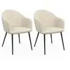 Image de Lot de 2 chaises de salle à manger, fauteuils de table MOLY en velours gaufré beige