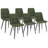 Image de Lot de 6 chaises en velours vert kaki pour salle à manger