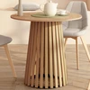 Image de Table à manger ronde 80 cm 4 personnes pied bois en lattes et plateau bois