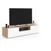 Image de Meuble TV 140 cm ELI bois façon hêtre portes blanches