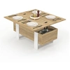 Image de Table basse plateau relevable rectangulaire convertible en table à manger PHOENIX 97,5 cm bois et blanc