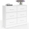 Image de Commode 6 tiroirs en tissu UPPAH 80 cm meuble de rangement bois blanc