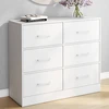 Image de Commode 6 tiroirs en tissu 80 cm meuble de rangement bois blanc
