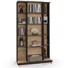 Image de Bibliothèque coulissante ALPHONSE 5 niveaux 15 niches bois et noir