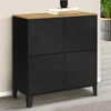 Image de Buffet d'appoint casier 70 cm 4 portes en métal noir plateau bois design industriel