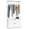 Image de Dressing penderie 2 tiroirs L. 80 cm BROOKLYN bois blanc et métal blanc