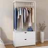 Image de Dressing penderie 2 tiroirs bois blanc et métal blanc L. 80 cm