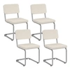 Image de Lot de 4 chaises cantilever NAHE en velours côtelé beige et pied métal