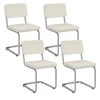 Image de Lot de 4 chaises cantilever en velours côtelé beige et pied métal