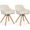 Image de Lot de 2 chaises pivotantes de salle à manger, fauteuils de table JANY en velours côtelé beige