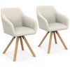 Image de Lot de 2 chaises pivotantes fauteuils de table en velours côtelé beige