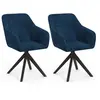 Image de Lot de 2 chaises pivotantes de salle à manger, fauteuils de table MADY en velours bleu