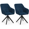 Image de Lot de 2 chaises pivotantes de salle à manger, fauteuils de table en velours bleu