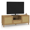Image de Meuble TV 140 cm vintage HANAE 3 portes effet naturel cannage
