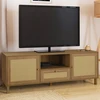 Image de Meuble TV 140 cm vintage 3 portes effet naturel cannage