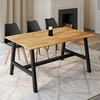 Image de Table à manger rectangle 6 personnes bois et métal 160 cm