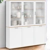 Image de Buffet vaisselier 160 cm meuble de cuisine 6 portes blanc et bois