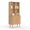 Image de Buffet de cuisine 80 CM ROMIE 2 portes + tiroir effet lattes tasseau de bois