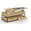 Image de Table basse plateau relevable rectangulaire DETROIT avec 2 tiroirs design industriel