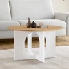 Image de Table basse ronde 70 cm pied arc blanc