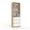 Image de Etagère bibliothèque CARLA 3 niveaux 3 tiroirs blanc et effet bois 190 cm