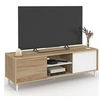 Image de Meuble TV 140 cm EASY montage sans outils 2 portes coulissantes réversibles effet bois et blanc