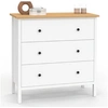 Image de Commode 3 tiroirs ACHILLE 80 cm bois blanc plateau bois
