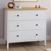 Image de Commode 80 cm 3 tiroirs bois blanc plateau bois