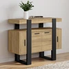 Image de Buffet 100cm 4 portes bois et noir avec étagère