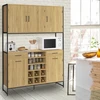 Image de Buffet de cuisine 5 portes et range-bouteilles design industriel 120 cm