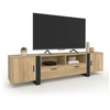 Image de Meuble TV 200 cm PHOENIX 2 portes 2 tiroirs bois et noir