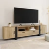 Image de Meuble TV 200 cm 2 portes 2 tiroirs bois et noir